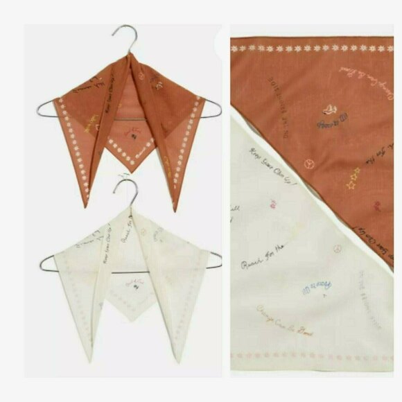 Madewell Accessories - Madewell Triangle 2-Pack Bandanas Scarves Boho Star Peace Floral Warm Umber NEW